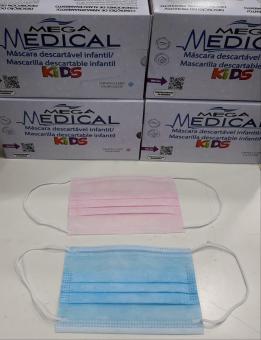 TAPA BOCAS INFANTILES 3 CAPAS ROSADO / AZUL 50 UNIDAD